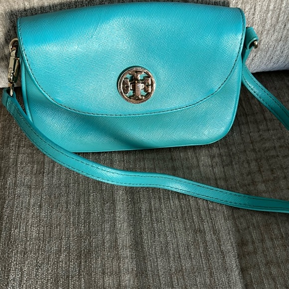 Tory Burch Handbags - Tory Burch mini shoulder bag with adjustable strap and turquoise